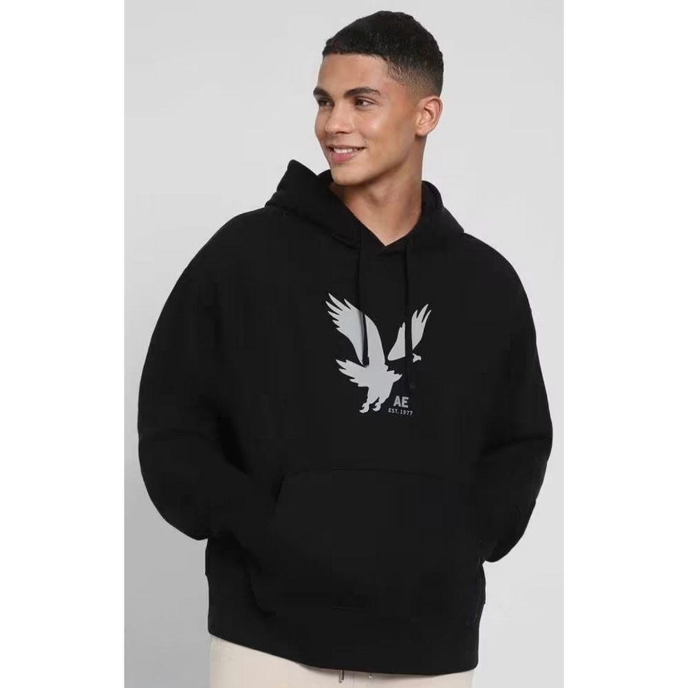 * American Eagle Logo Hoodie - Black & Grey - Size XS Mens